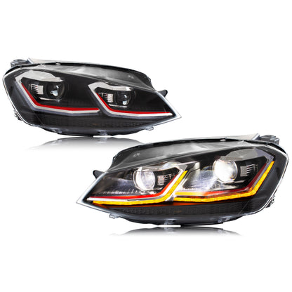 LED Headlights for Volkswagen VW Golf VII Golf MK7 TSI TDI 2012-2017 Dynamic Front Lamps Assembly [Not Fit GTI/R/GTD/MK7.5]