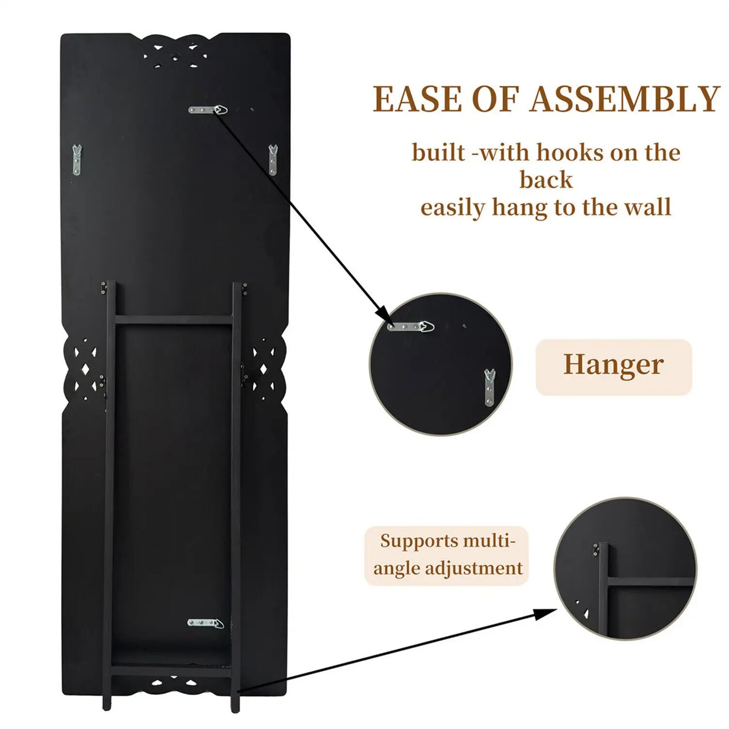 Artloge XL Wall Mirror Full Length Floor Mirror Dressing Mirror with Silver Crushed Diamond Decor Standing/Wall Hanging 160x55CM