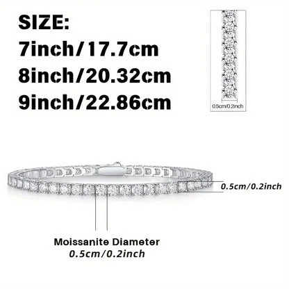Exquisite and fashionable Moissanite tennis bracelet, made of S925 sterling silver, high-end jewelry gift for banquets and eveni