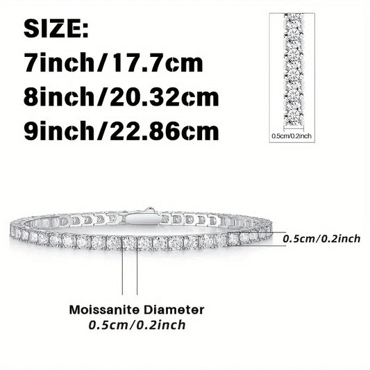 Exquisite and fashionable Moissanite tennis bracelet, made of S925 sterling silver, high-end jewelry gift for banquets and eveni