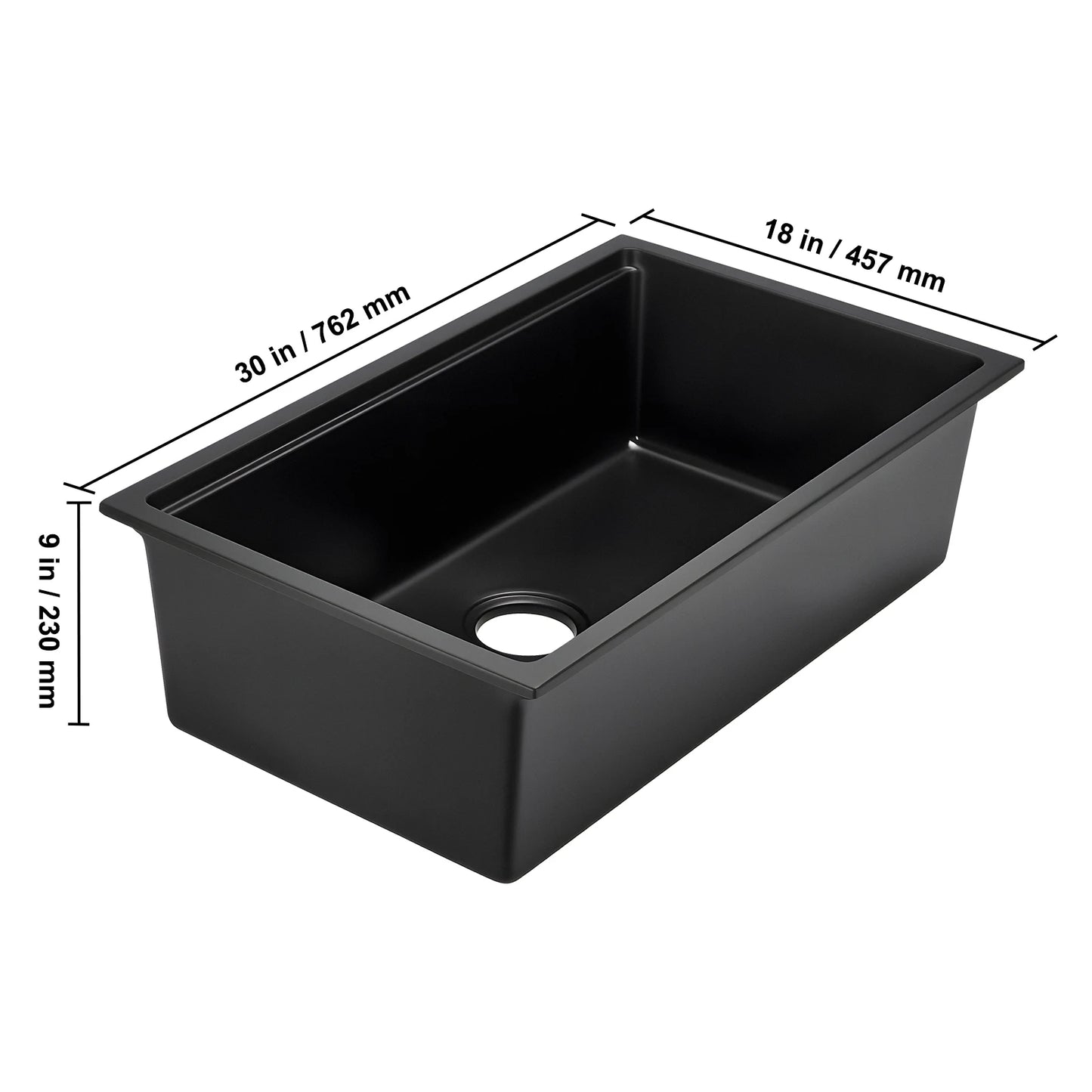 SucceBuy 30 33inch Kitchen Sink Workstation Undermount Granite Sink Drop-In Single Bowl Farmhouse Basin for RV, Prep Kitchen