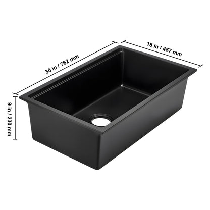 SucceBuy 30 33inch Kitchen Sink Workstation Undermount Granite Sink Drop-In Single Bowl Farmhouse Basin for RV, Prep Kitchen
