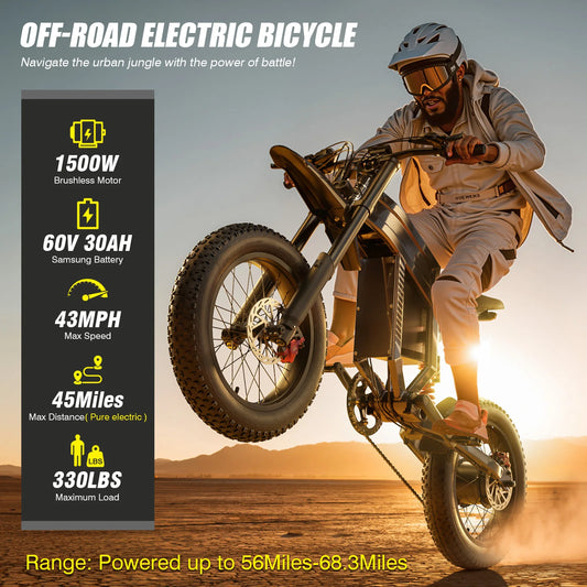 S900 Off-road Electric Bike 1500W60V30Ah All-terrain Motorcycle Parameters Suitable for Urban Mountain Riding,E bike for Adult