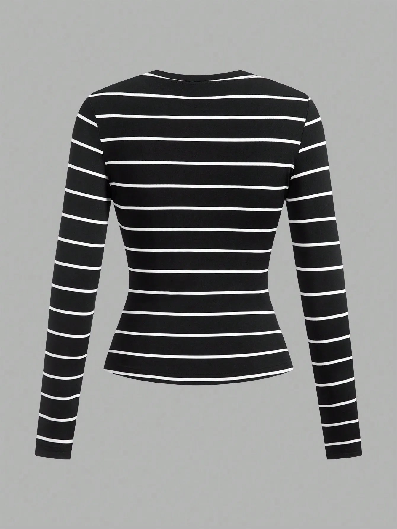 3-Pack Women's Long Sleeve Striped & Solid Round Neck Tees - Slim Fit Fall Tops