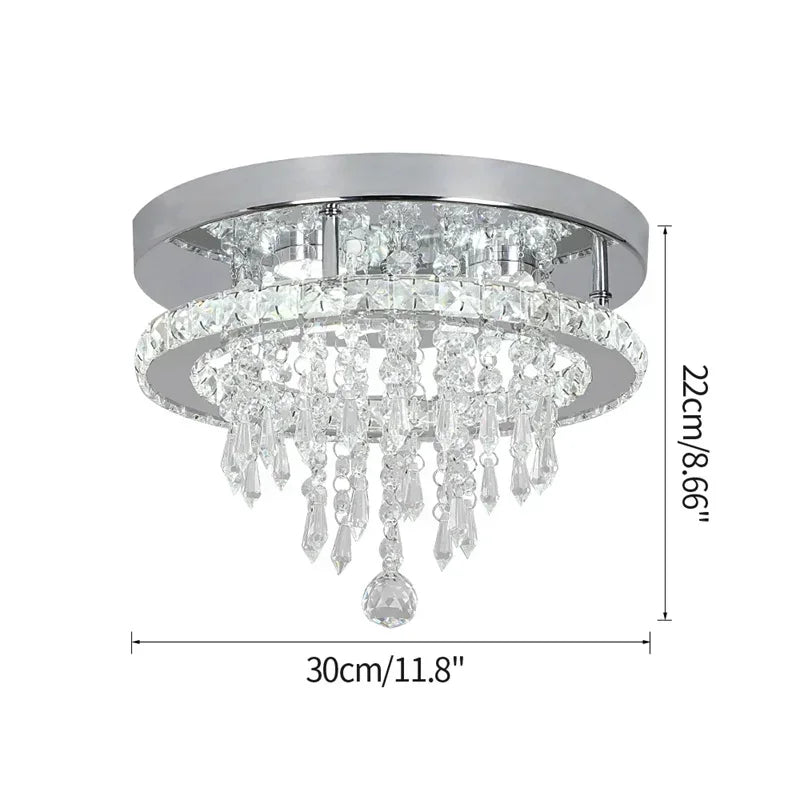 LED Lustre Chrome Crystal Ceiling Chandelier Creative Circular Restaurant Dining Room Bedroom Pendant Light Modern Home Decor