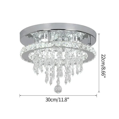 LED Lustre Chrome Crystal Ceiling Chandelier Creative Circular Restaurant Dining Room Bedroom Pendant Light Modern Home Decor