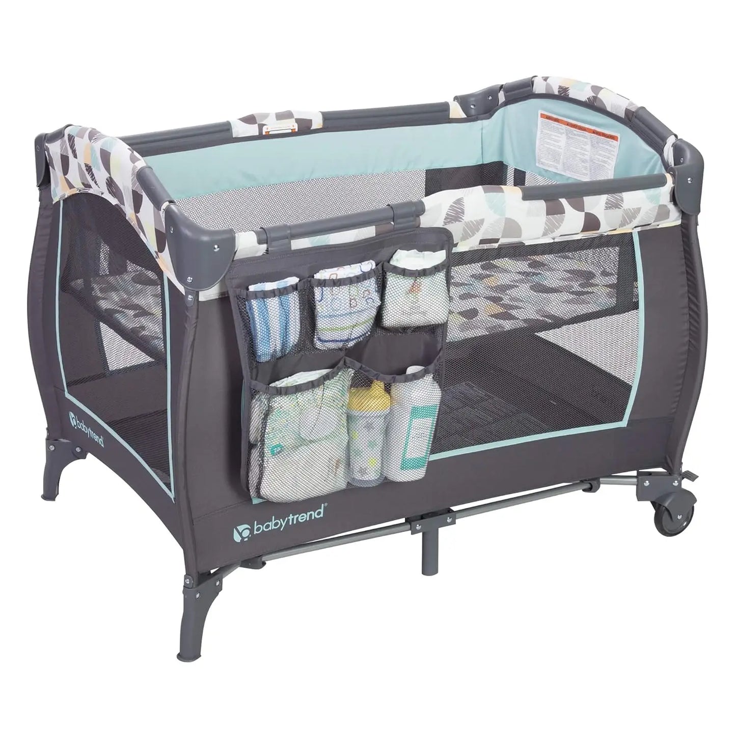 Portable Playard with Bassinet, Changing Table & Storage Organizer - Foldable Travel Crib for Babies and Toddlers