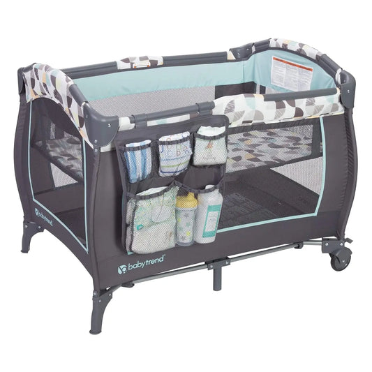 Portable Playard with Bassinet, Changing Table & Storage Organizer - Foldable Travel Crib for Babies and Toddlers