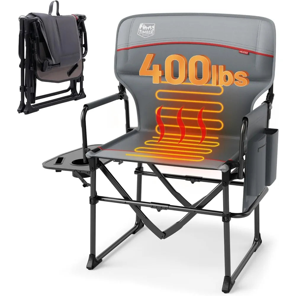 Rugged Aluminum Heated Camping Chair with Compact Design, Portable and Supports 400lbs