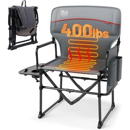Rugged Aluminum Heated Camping Chair with Compact Design, Portable and Supports 400lbs
