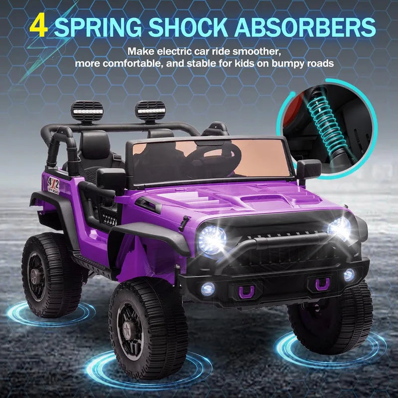 Two-seater Children's Truck With Parental Control  Children's Off-road Vehicle  Independent Seat Belt  Purple Electric Vehicle