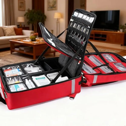 Rolling Medical Bag with Wheels - Large Empty First Aid Kit on Detachable Trolley Portable Nurse Doctor Bag with Removable Divi