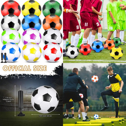 Bulk Pack of 12 Size 4 Soccer Balls with Pump, Soft Football for Outdoor Indoor Sports, Ideal for Training and Practice