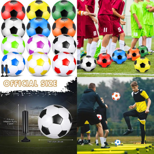 Bulk Pack of 12 Size 4 Soccer Balls with Pump, Soft Football for Outdoor Indoor Sports, Ideal for Training and Practice