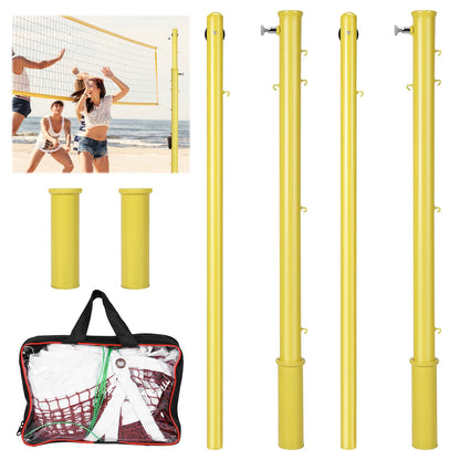 Heavy Duty Volleyball Pole with Volleyball Net & Badminton Net Adjustable Height Volleyball Pole Sport Telescopic Posts