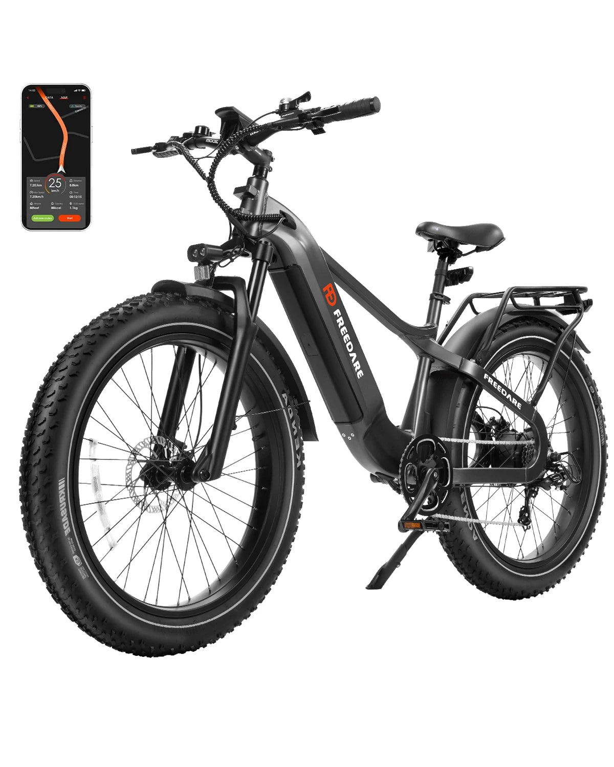 FREEDARE Electric Bike for Adults 750W BaFang Motor,48V20Ah Battery,GPS Smart App Mountain Ebike 26x4 Fat Tire Electric Bicycle