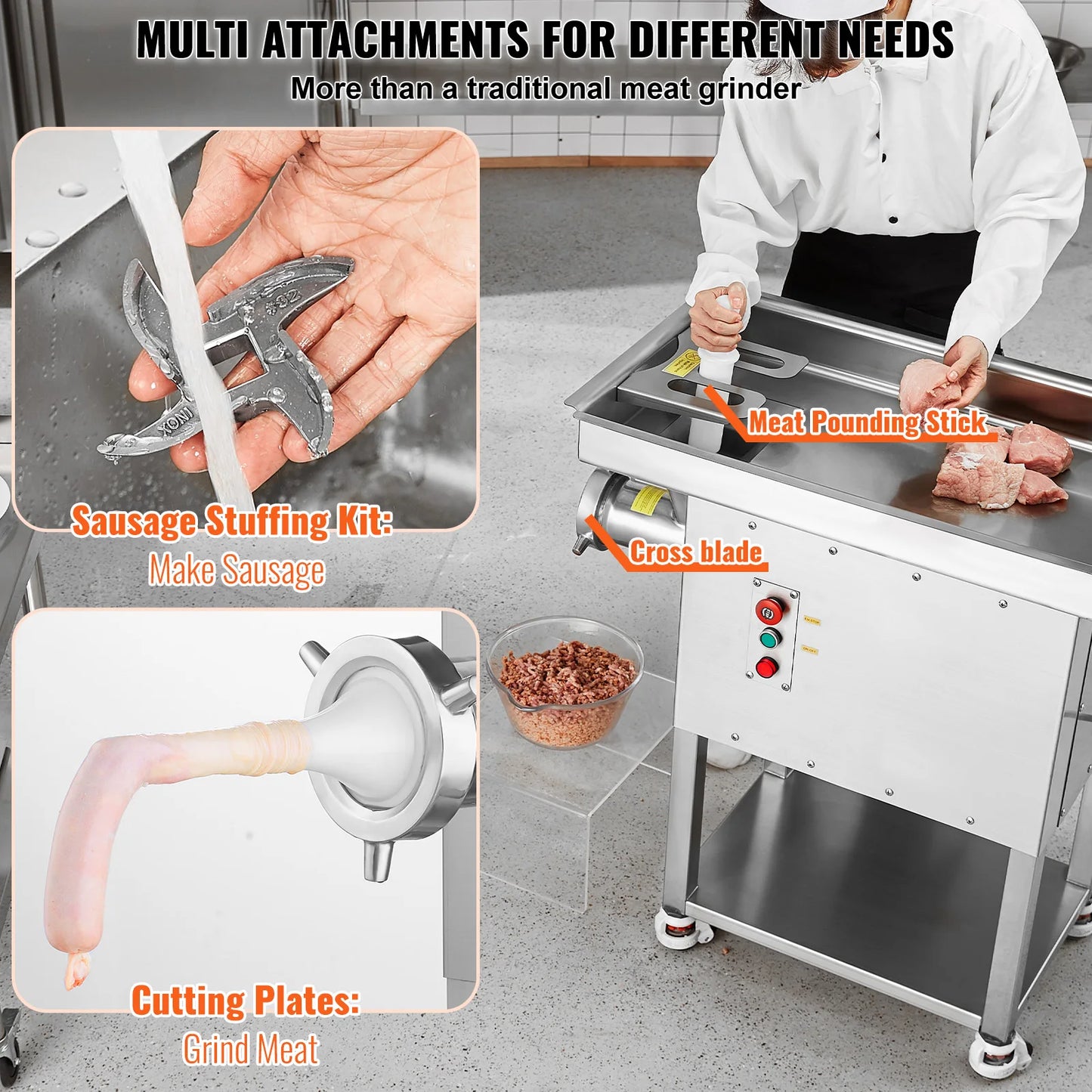 SucceBuy Meat Grinder 22 Lbs/Min Capacity Electric Meat Grinders w/ Blade Grinding Plate Sausage Maker for Kitchen Home Use