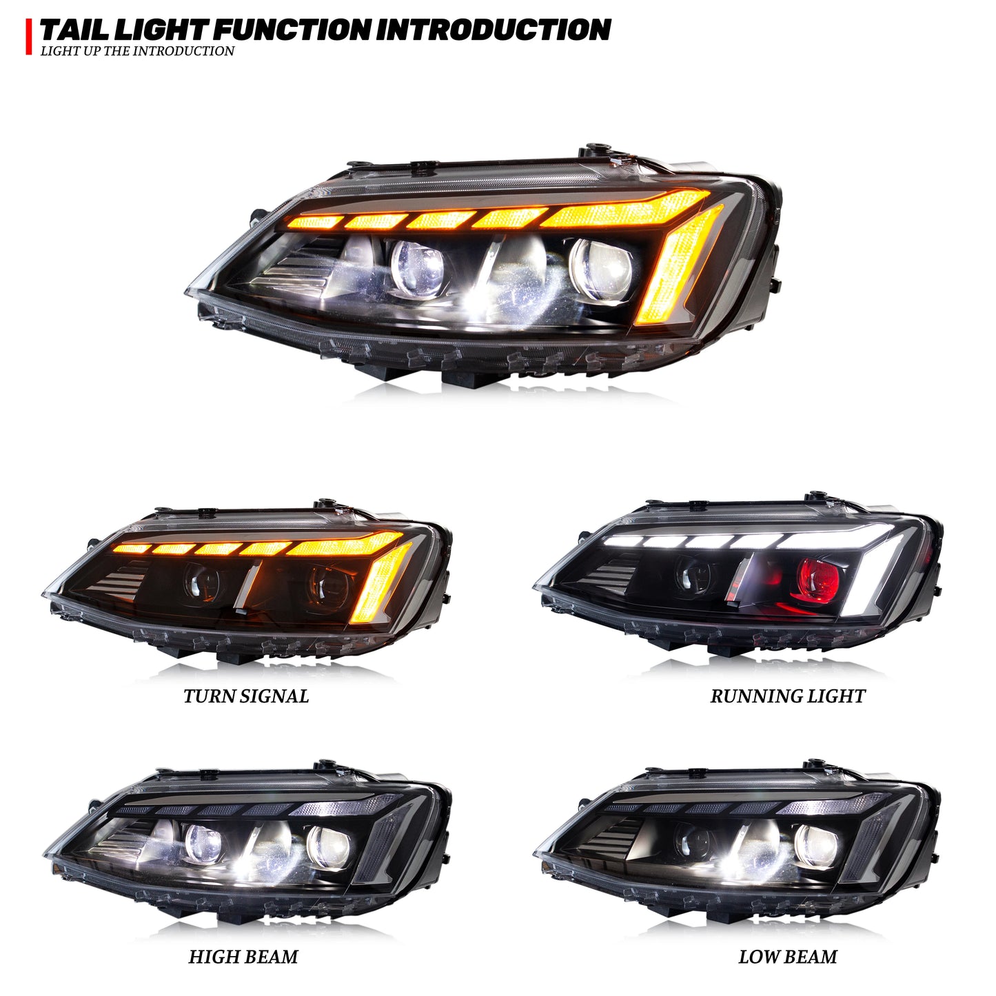 LED Headlights For VW Volkswagen Jetta 2011-2018 MK6 Start-up Animation Sequential Turn Signal Front Lamps Assembly