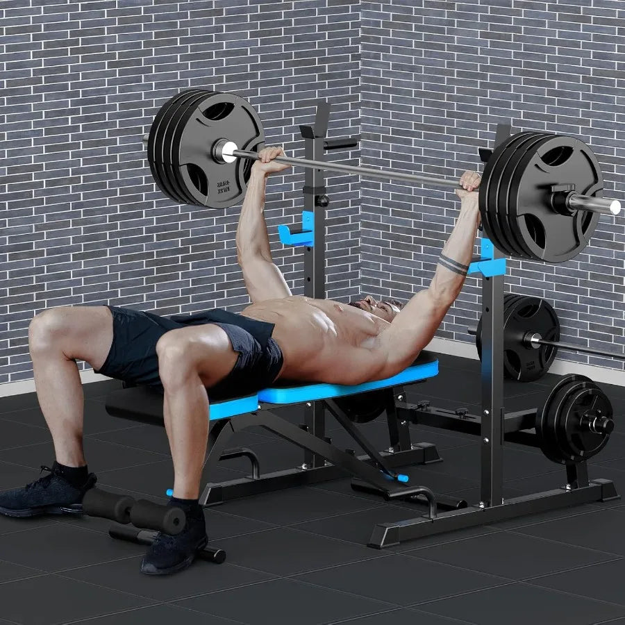660lbs Adjustable Barbell Rack for Home Gym
