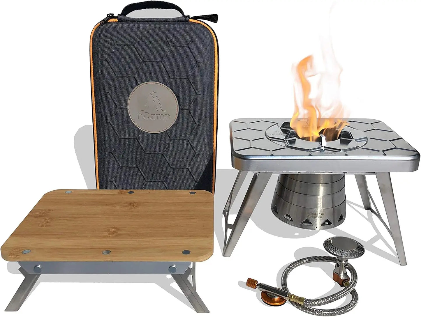 Outdoor camping cookware Cooking stove prepared surface set to carry suitcases for hiking and backpacks