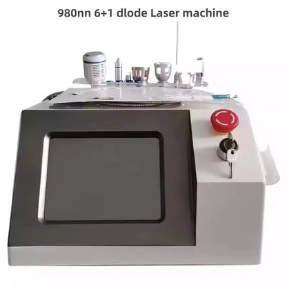 980nm Diode Laser Machine 6 in 1 Used For Vessel Removal Couperose Spider Veins Fungal Nails Local Fat Dissolution Physiotherapy