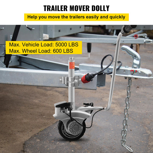 SucceBuy 350W12V Motorised Jockey Wheel 2270KG Vehicle Load  Caravan Boat Wheel Dolly Trailer Pickup Power Mover Car Accessories