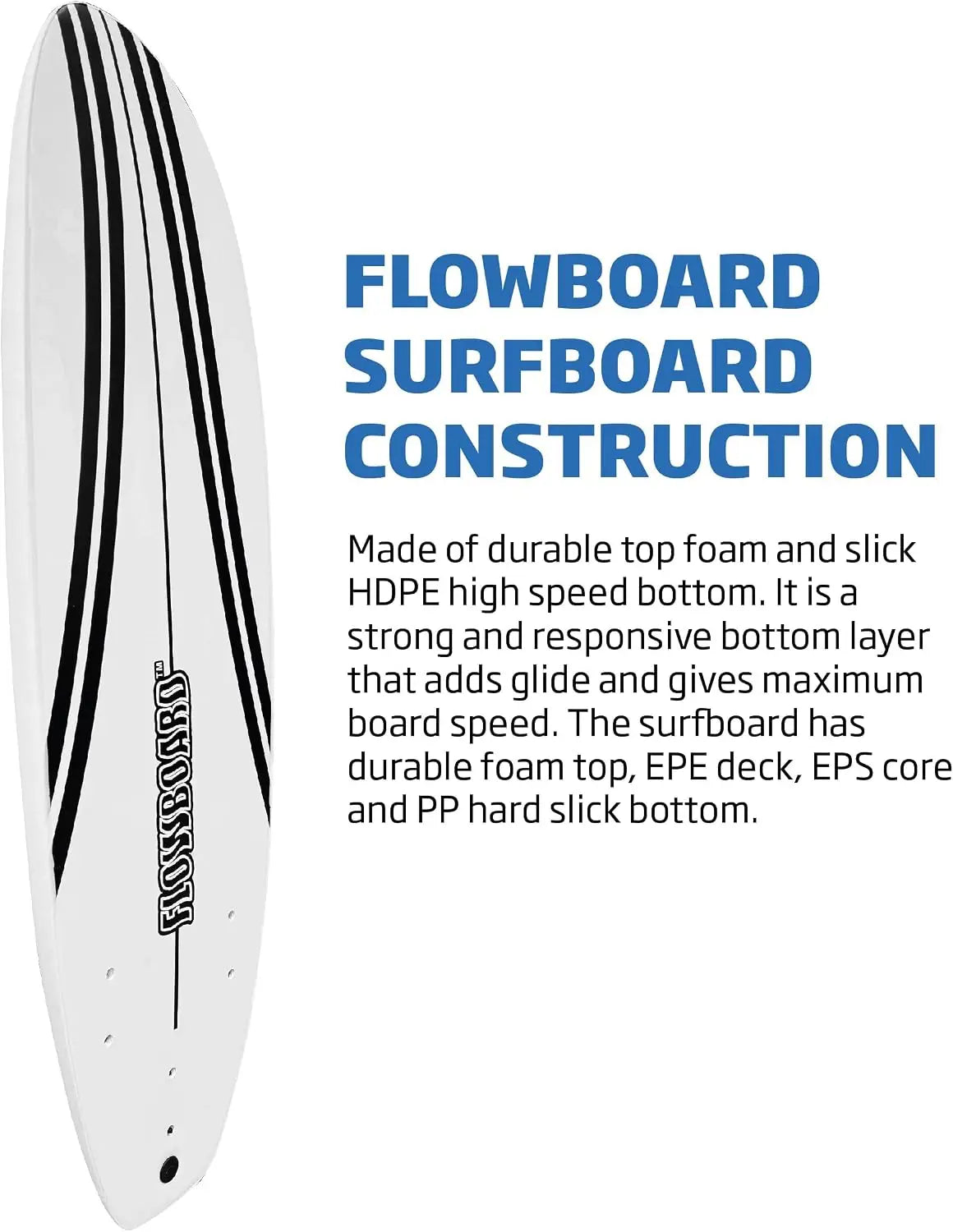 Soft Foam Surfboard, Shortboard & Longboard with 3 Fins, 6-Foot Leash, and 2 Internal Wood Stringers, Available in 6' and 7' Shortboards and 8' Longboard