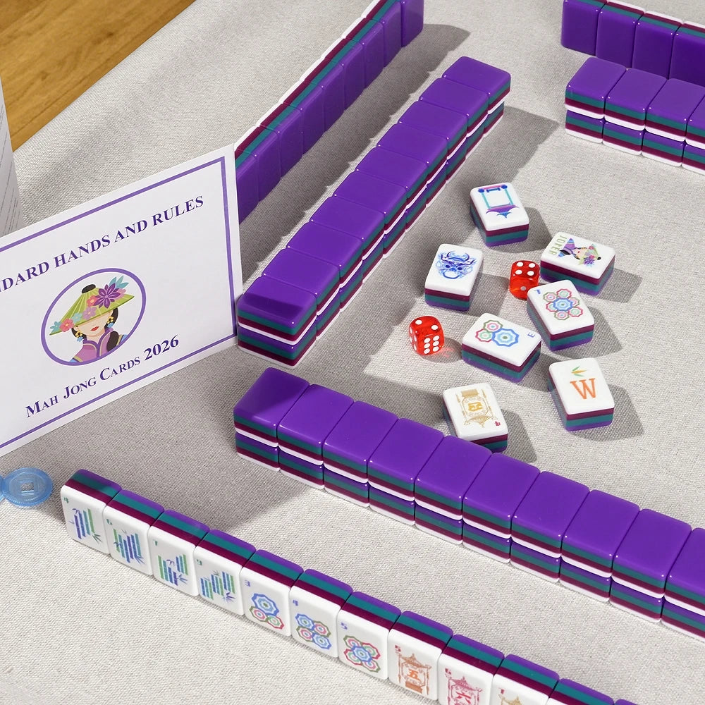 Local Warehouse American Mahjong Game Set With 160 Tiles Deep Purple Acrylic Mahjong Set, American Mah Jongg Adult Gifts
