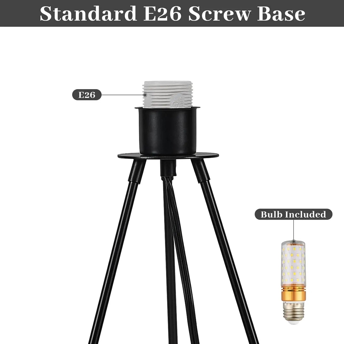 Japanese Rice Paper Floor Lamp 49.2' White Akari Standing Light with 3000K Bulb - Handmade Japandi Noguchi Lantern Shade for Bed