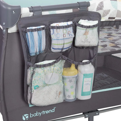 Portable Playard with Bassinet, Changing Table & Storage Organizer - Foldable Travel Crib for Babies and Toddlers