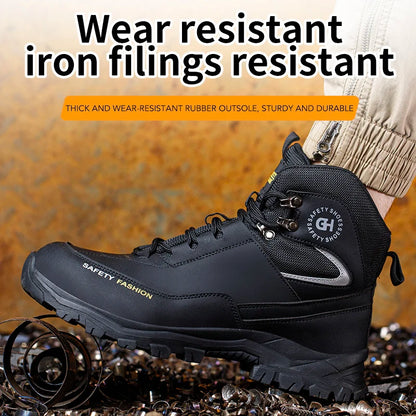 Mens Safety Shoes With Steel Toe Waterproof Boots Puncture Proof Anti-smash Mens Outdoor Work Sneakers Construction Work Shoes