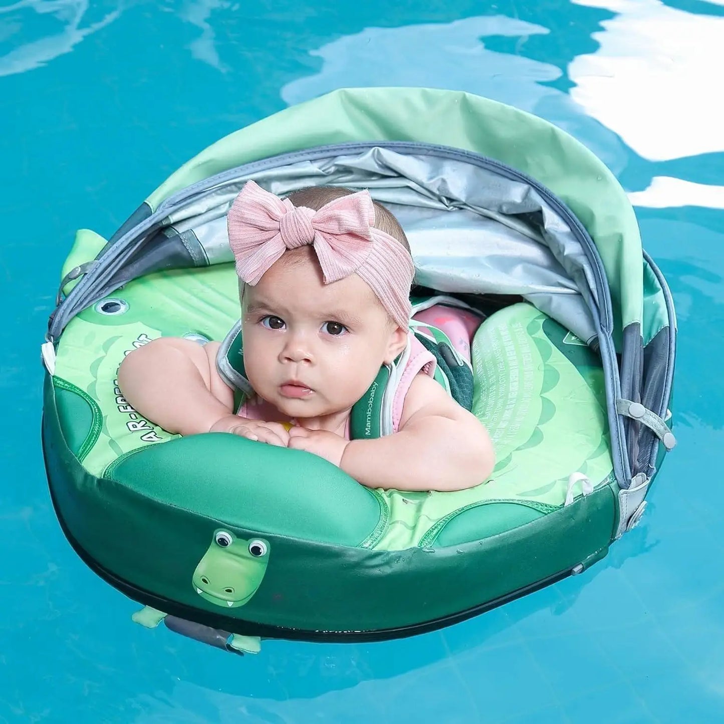 H-Baby Float Upgrade Add Tail Baby Float with Canopy for Infant Waist Swimming Ring Swim Trainer Non-Inflatable Floats Toys with