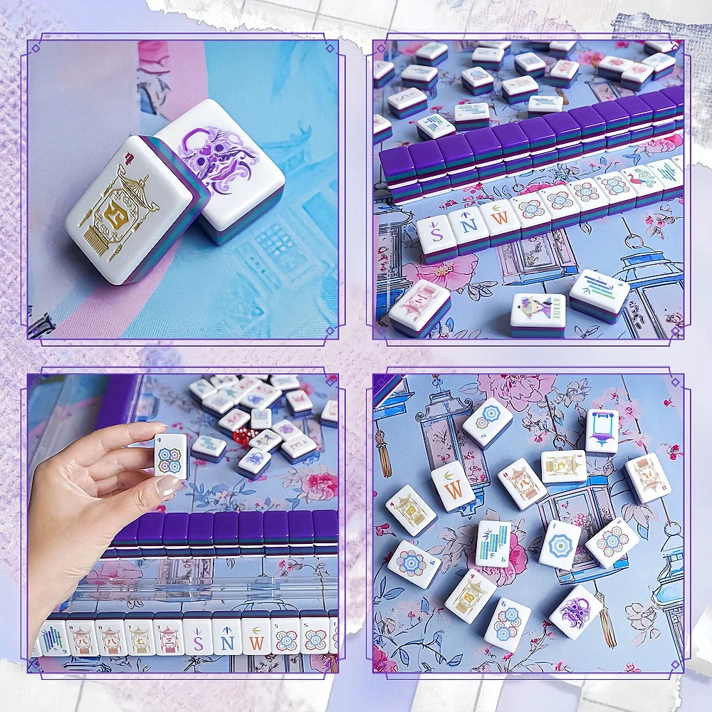 American Mahjong Tile Set 160 Premium Acrylic 4-Layer Tiles Mahjong Board Game for Parties, Tournaments & Tabletop Gatherings