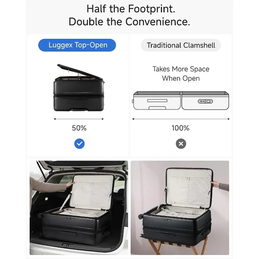 Checked Top Opening Expandable Suitcase, 28