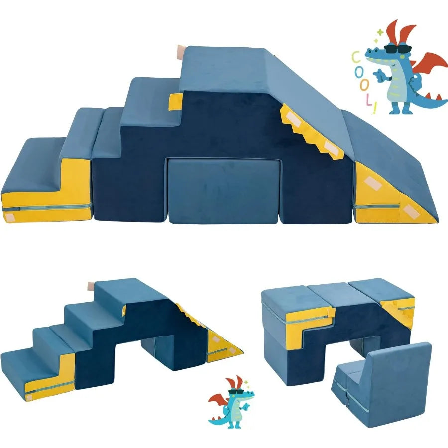 Climbing Toys Foam Soft Play for Toddlers, Dinosaur Foldable Soft Climber Play Sets，Indoor Beginner Playground Toddler Climber w