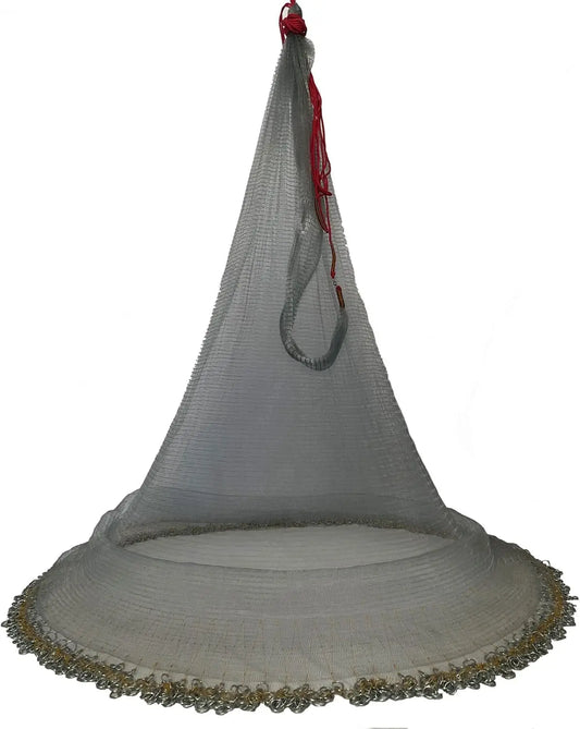 Heavy-Duty Saltwater Fishing Cast Net with Zinc Sinkers, 6ft/10ft Radius, 3/8" Mesh for Bait Trap