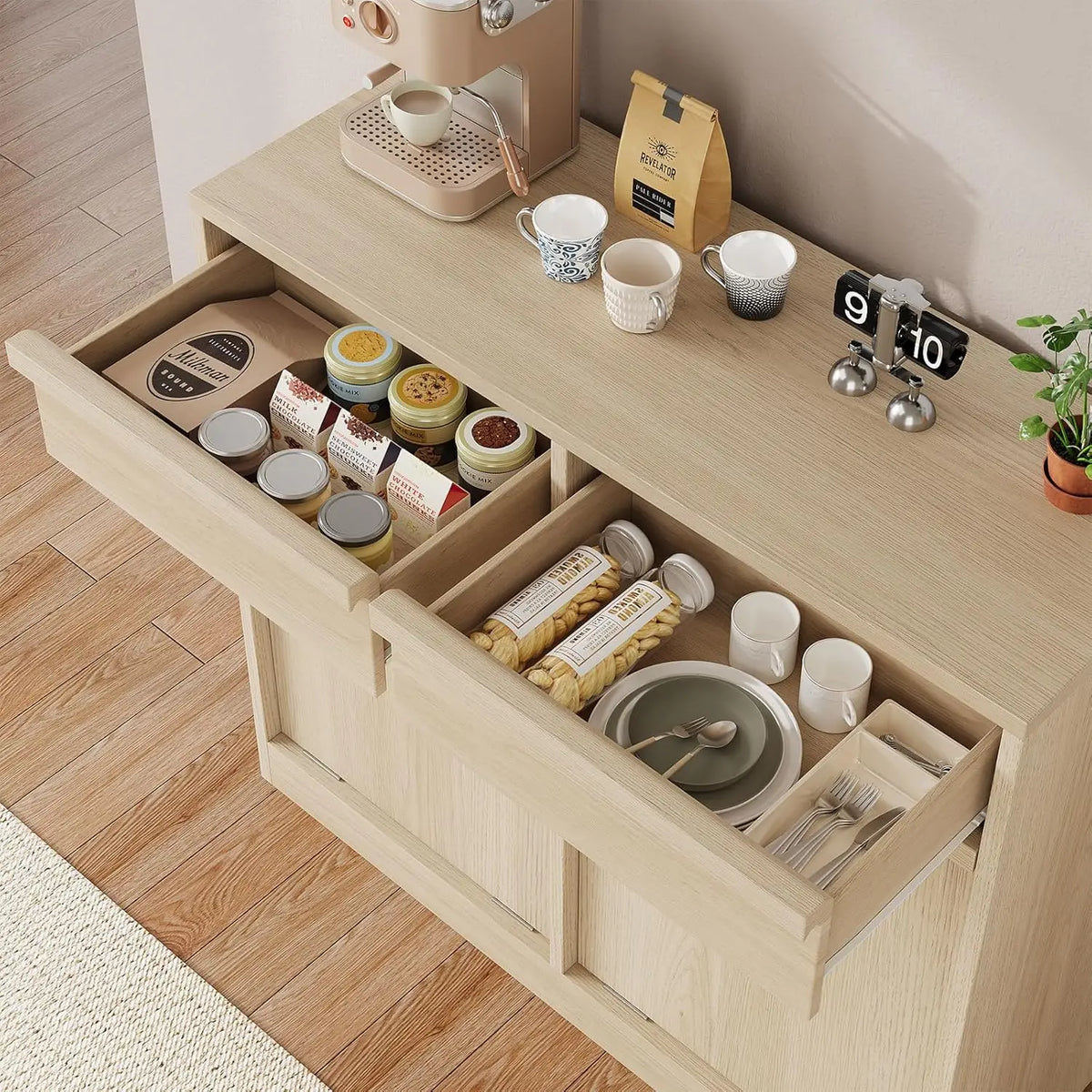 Double Tilt Out Trash Cabinet Hidden Garbage Recycling Cabinet Hidden Garbage Bin Laundry Hamper for Kitchen Living Room