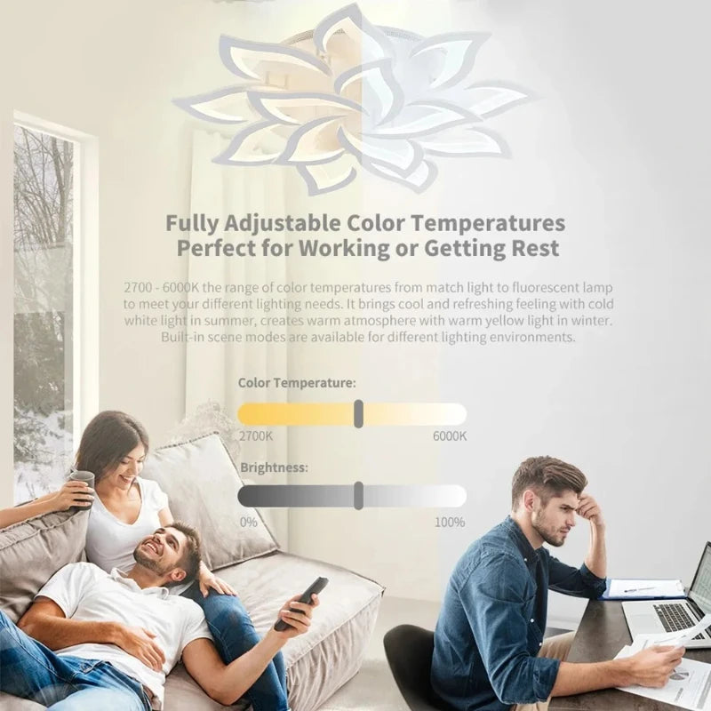 Modern LED Acrylic Creative Energy-saving Ceiling Light Dimming Remote Control Suitable for Bedrooms Living Rooms Dining Rooms