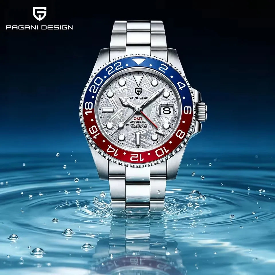 2026 PAGANI DESIGN 40MM Meteorite Dial GMT Men Mechanical Watch Jubilee Watch Strap Sapphire Glass Stainless Steel Waterproof Men Automatic Watches for Men