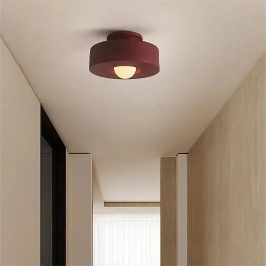 Macaron Living Room Minimalism Hallway Aisle Bedroom Home Decor Red Wabi-Sabi Resin Lamp Nordic Simon Ceiling Light LED