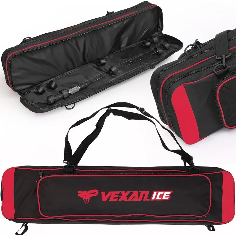 WaterResistant Ice Fishing Rod Case for Portable Storage and Travel Fits 8 Rods TipUps and Lures Ideal for Outdoor Winter Fishi