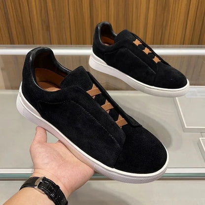 2025 New Genuine Leather High-End Men's Shoes, Slip-On European Trend Board Shoes, Casual Commute Versatile