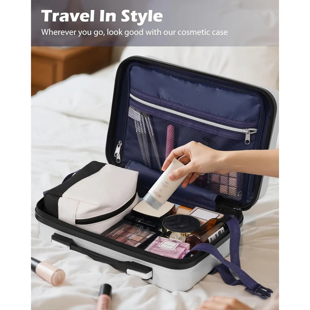 Expandable Coolife Luggage Set: 3-Piece PC+ABS Spinner Suitcases in 20, 24, and 28 Orange Carry-On