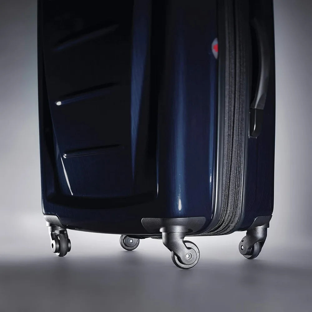 Medium Navy Expandable Spinner Luggage with Hardside, 24-Inch, Ideal for Travel and Business Trips