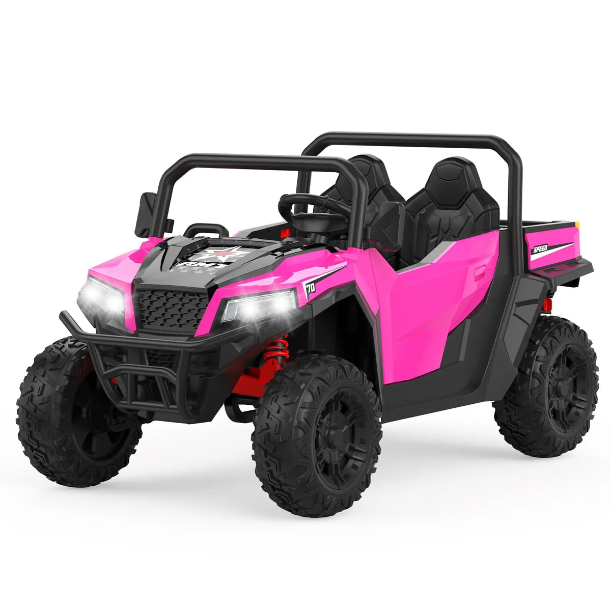 24V 4WD Kids Ride On Dump Truck 2 Seater With Remote, Electric Dump Bed, 800W Motors, Bluetooth Music, LED Lights Ages 3+