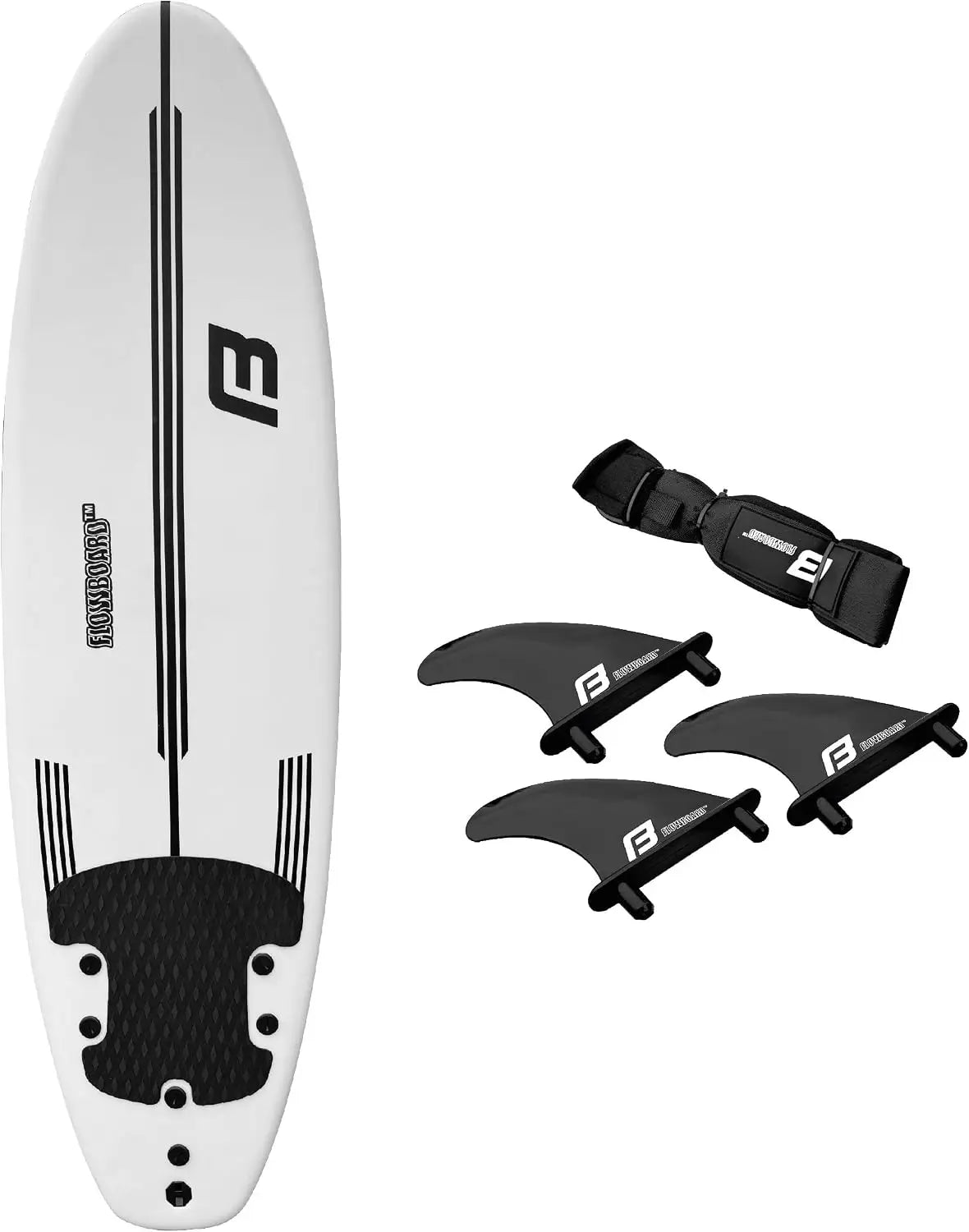 Soft Foam Surfboard, Shortboard & Longboard with 3 Fins, 6-Foot Leash, and 2 Internal Wood Stringers, Available in 6' and 7' Shortboards and 8' Longboard