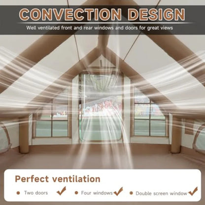 Inflatable Camping Tent Glamping Inflatable Tent for Camping 4 Season WaterWindproof Outdoor Oxford Blow Up Cabin Tent with Mes