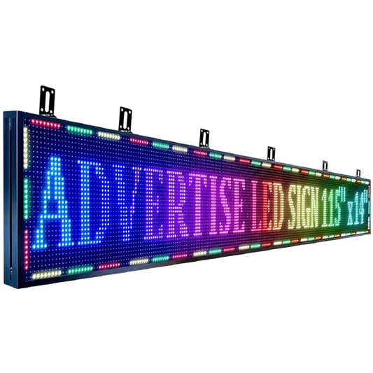 P10 Semi-Outdoor Programmable Scrolling LED Sign WiFi Control LED Digital Display Screen Message Board, RGB 115’’x14’’ Sign
