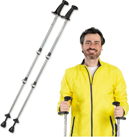 Adjustable Aluminum Nordic Walking Sticks for Hiking, Lightweight & Collapsible with Ergonomic Grip, Up to 6'4" Height