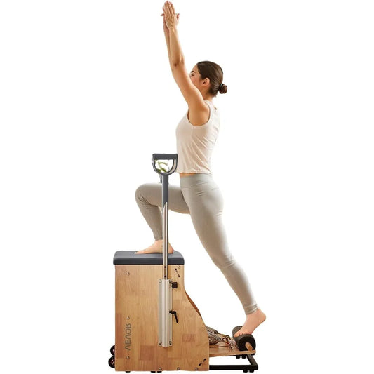 Pilates Reformer Foldable, Suitable for Intermediate and Beginners Users, Pilates Equipment for Home Gym Studio Use with 4 Adju